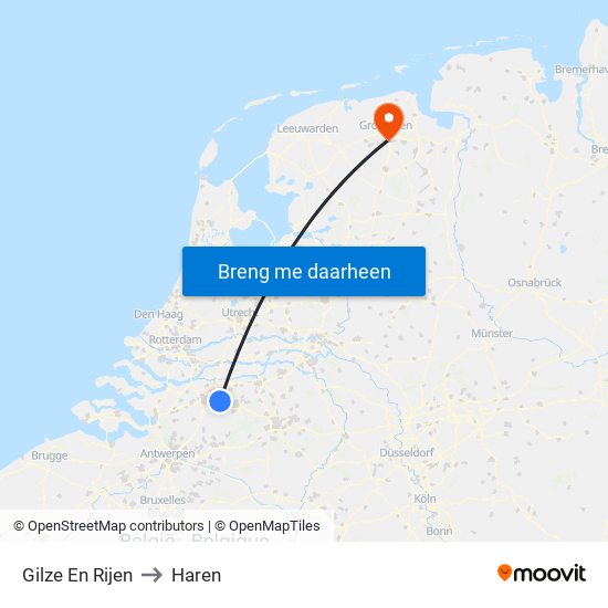 Gilze En Rijen to Haren map