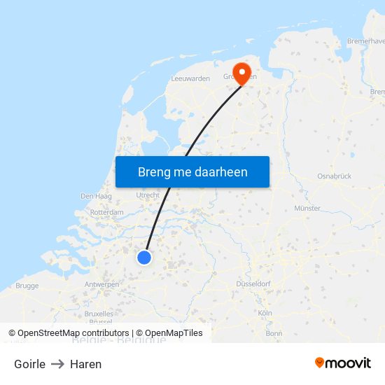 Goirle to Haren map