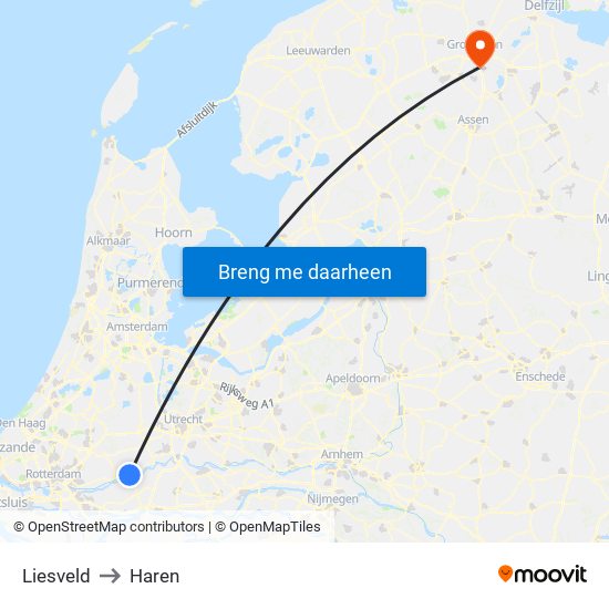 Liesveld to Haren map