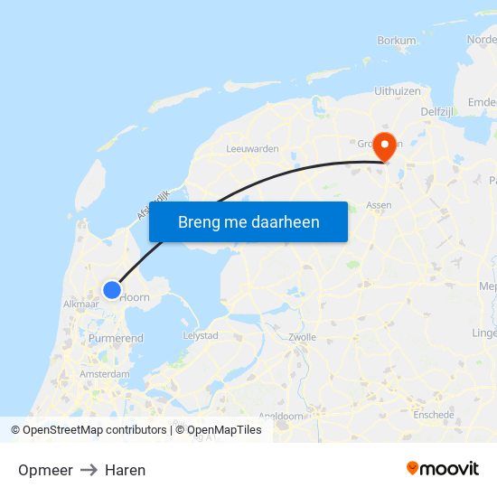 Opmeer to Haren map