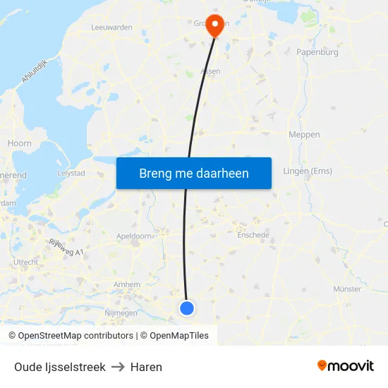 Oude Ijsselstreek to Haren map