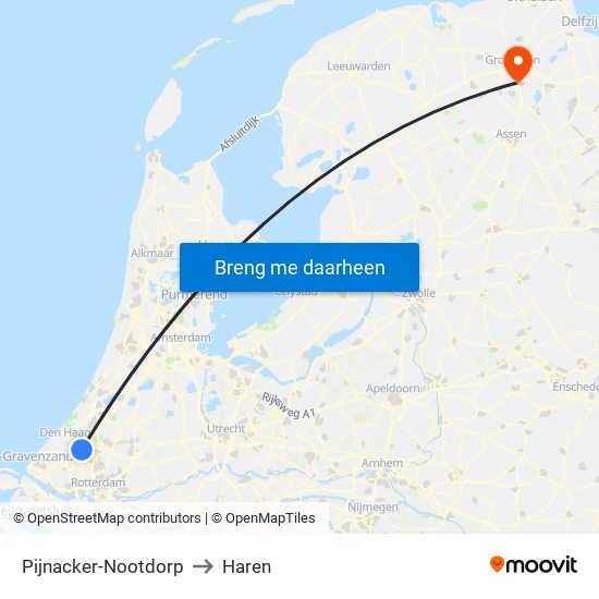 Pijnacker-Nootdorp to Haren map