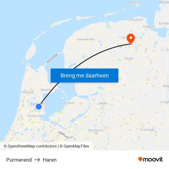 Purmerend to Haren map