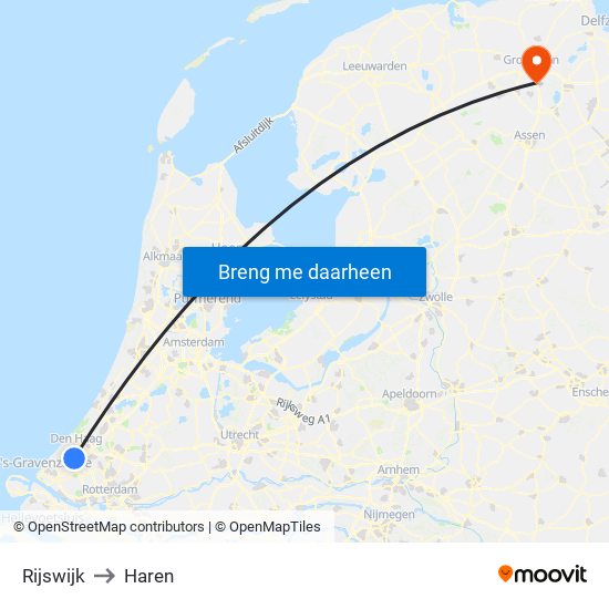 Rijswijk to Haren map