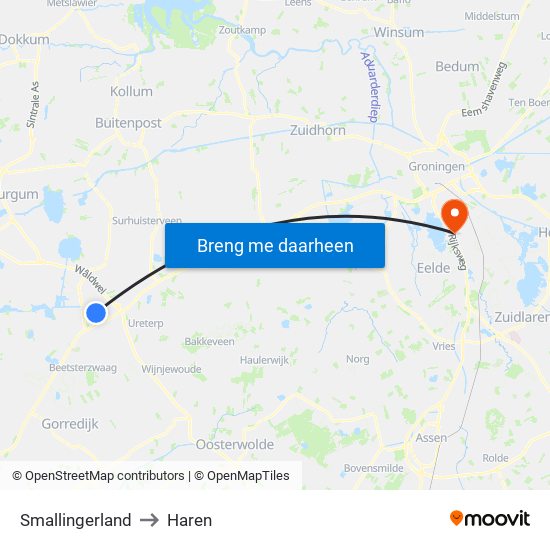 Smallingerland to Haren map