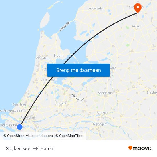 Spijkenisse to Haren map