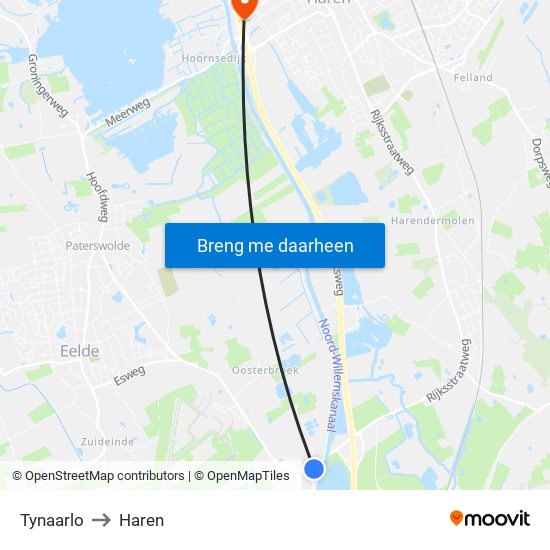 Tynaarlo to Haren map