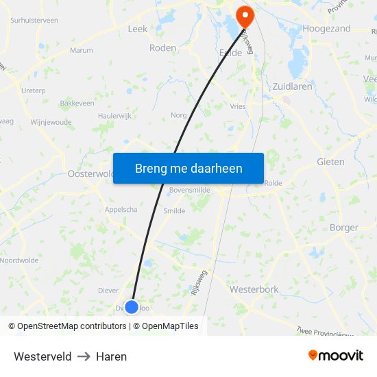 Westerveld to Haren map