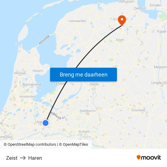 Zeist to Haren map