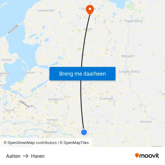 Aalten to Haren map