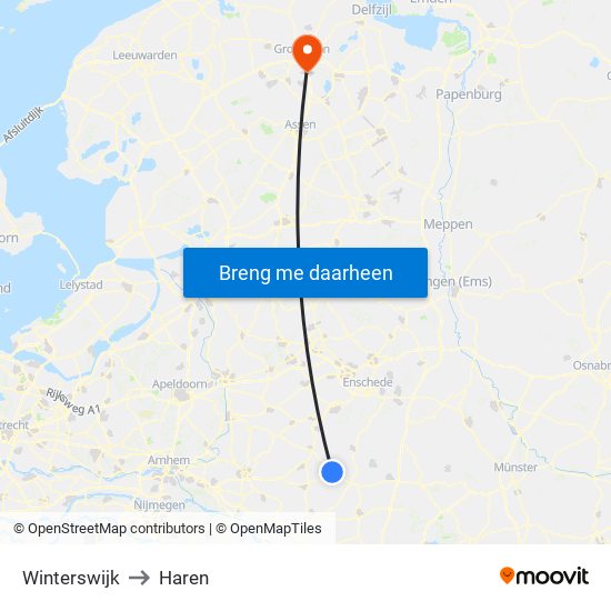 Winterswijk to Haren map
