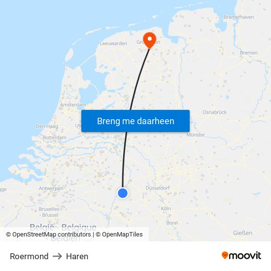 Roermond to Haren map