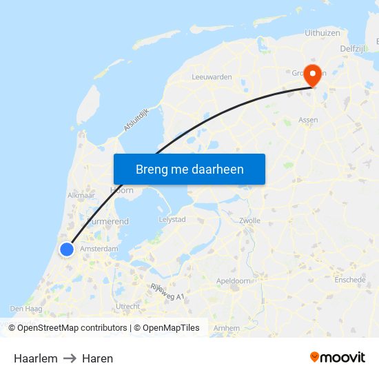 Haarlem to Haren map