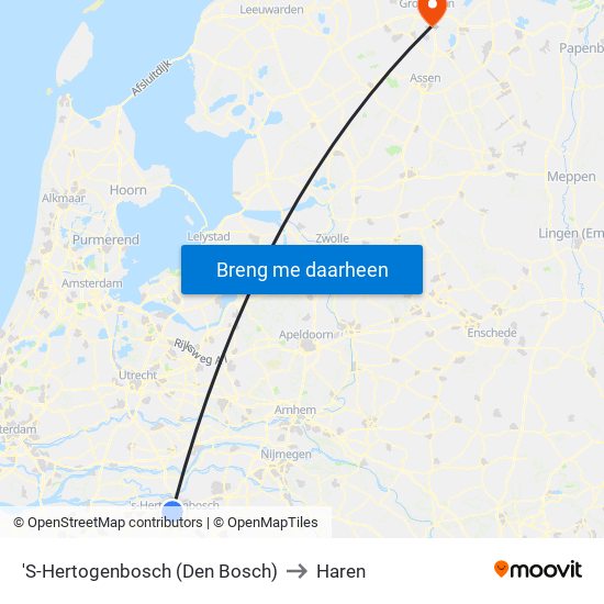 'S-Hertogenbosch (Den Bosch) to Haren map