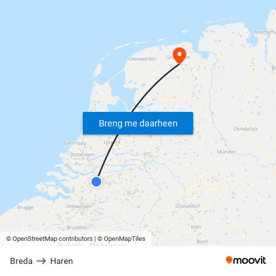 Breda to Haren map