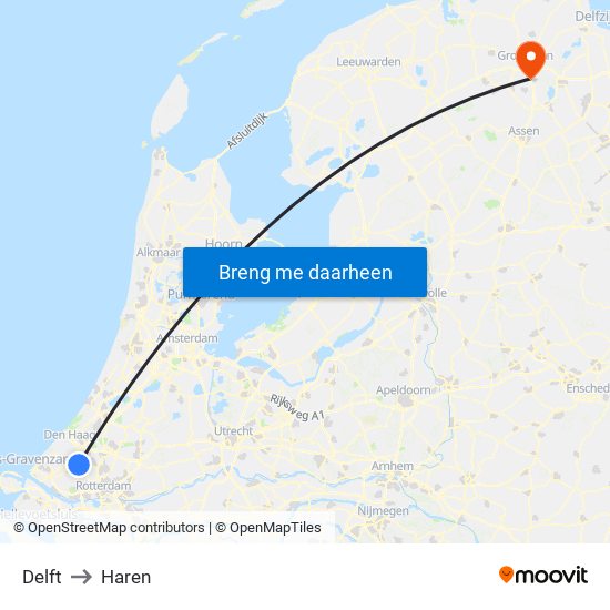 Delft to Haren map
