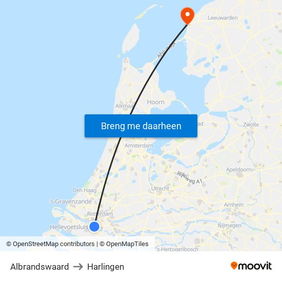 Albrandswaard to Harlingen map