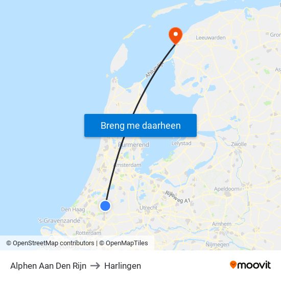 Alphen Aan Den Rijn to Harlingen map