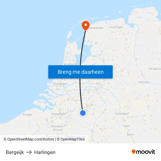 Bergeijk to Harlingen map