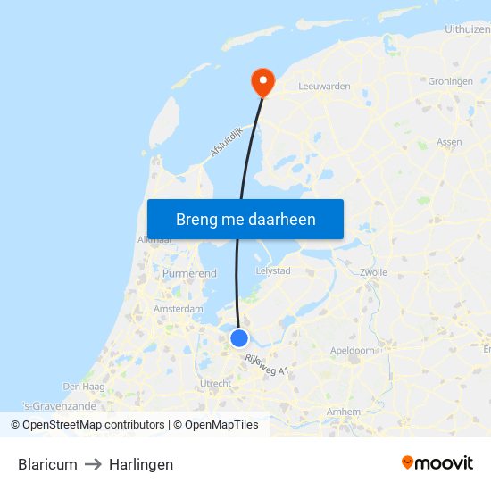 Blaricum to Harlingen map