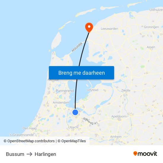 Bussum to Harlingen map