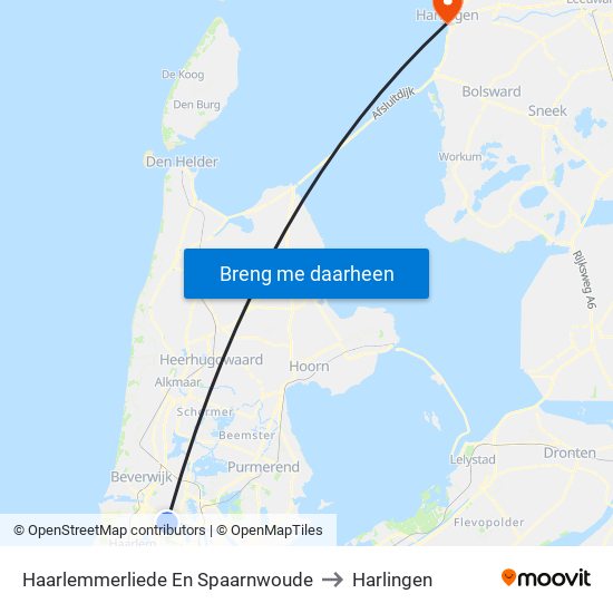 Haarlemmerliede En Spaarnwoude to Harlingen map
