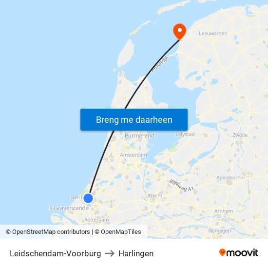 Leidschendam-Voorburg to Harlingen map