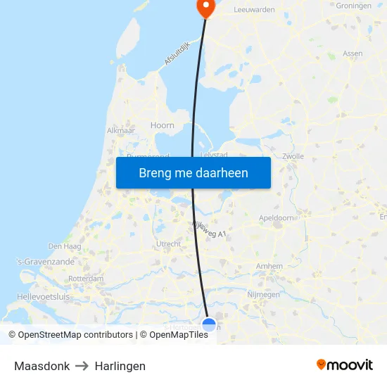 Maasdonk to Harlingen map