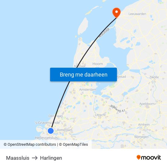 Maassluis to Harlingen map