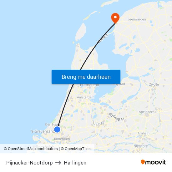 Pijnacker-Nootdorp to Harlingen map