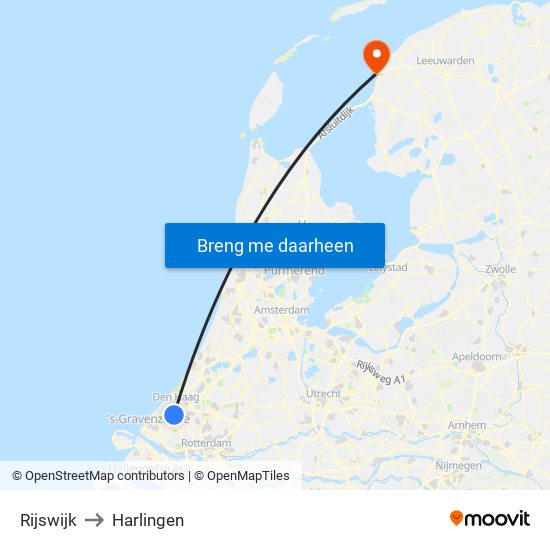 Rijswijk to Harlingen map