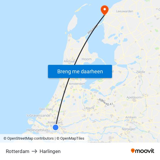 Rotterdam to Harlingen map