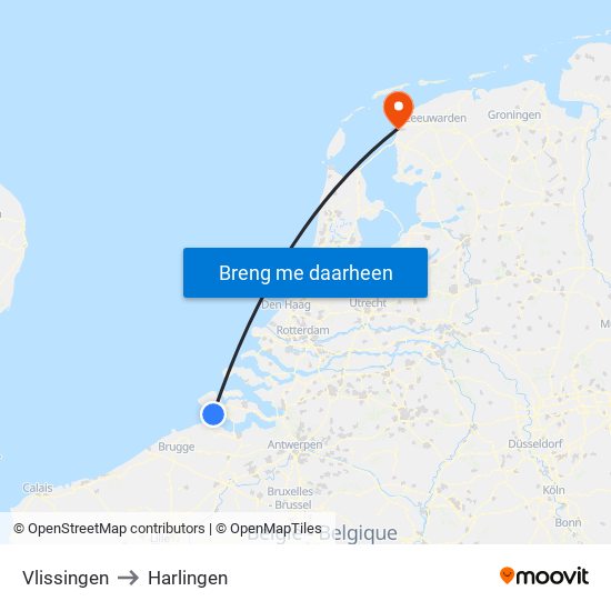 Vlissingen to Harlingen map