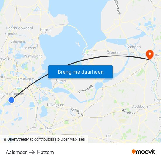 Aalsmeer to Hattem map