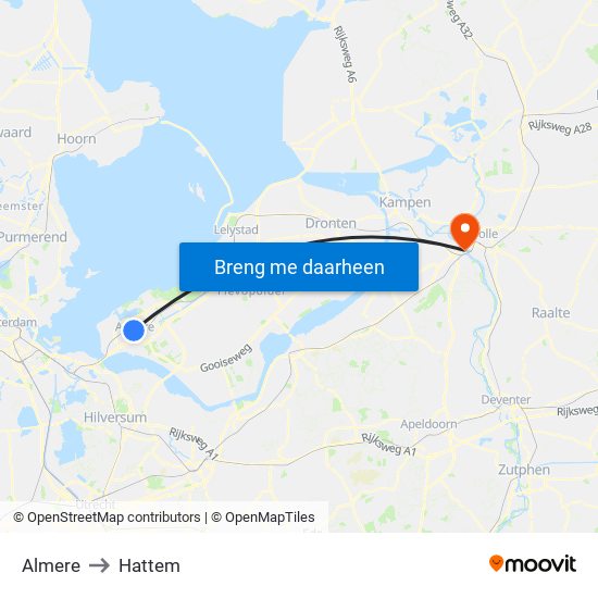 Almere to Hattem map