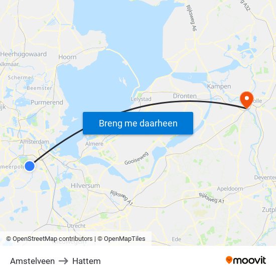 Amstelveen to Hattem map