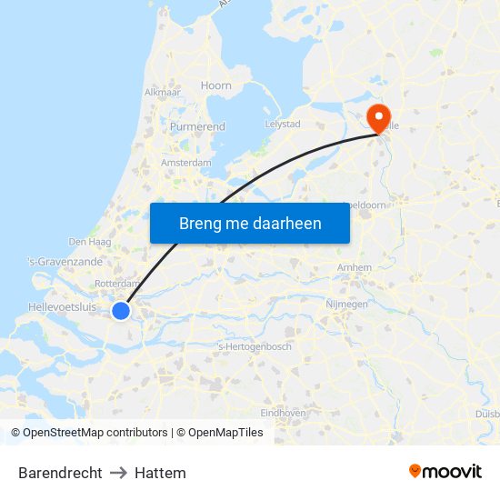 Barendrecht to Hattem map
