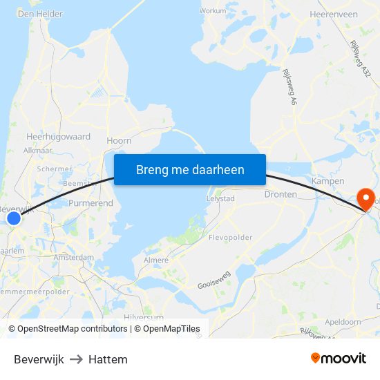 Beverwijk to Hattem map