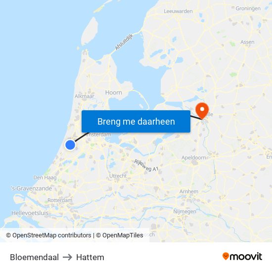 Bloemendaal to Hattem map