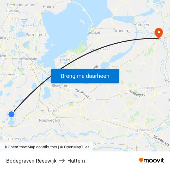 Bodegraven-Reeuwijk to Hattem map