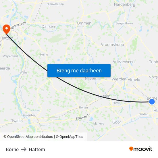 Borne to Hattem map