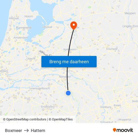 Boxmeer to Hattem map