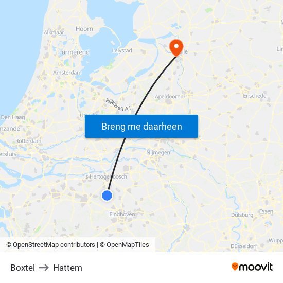 Boxtel to Hattem map