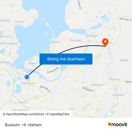 Bussum to Hattem map