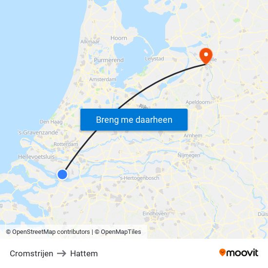 Cromstrijen to Hattem map