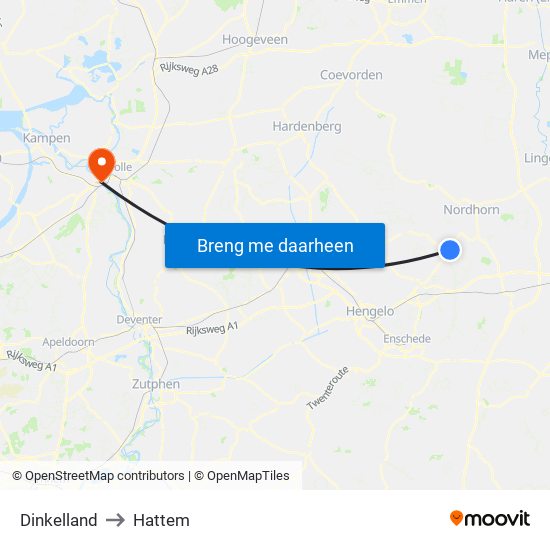 Dinkelland to Hattem map