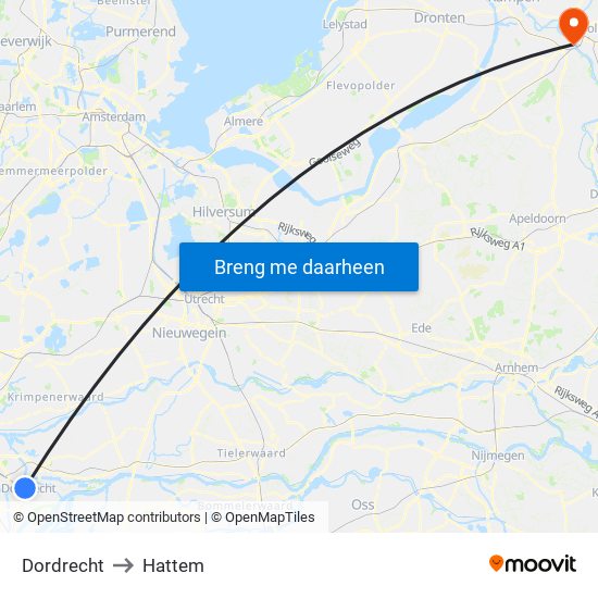 Dordrecht to Hattem map