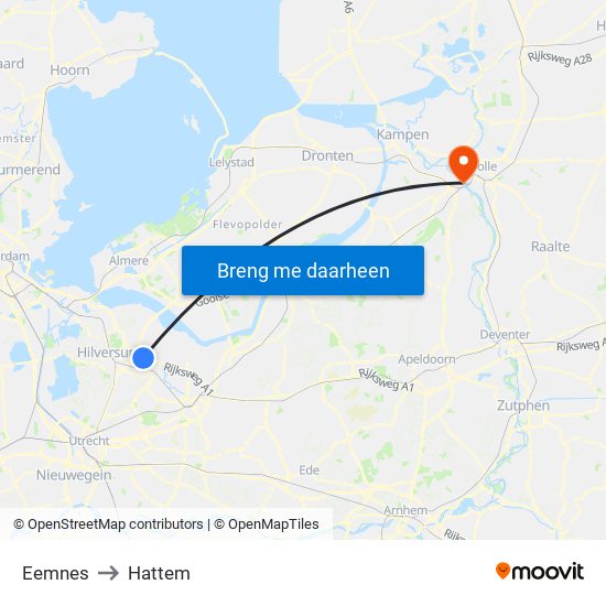 Eemnes to Hattem map
