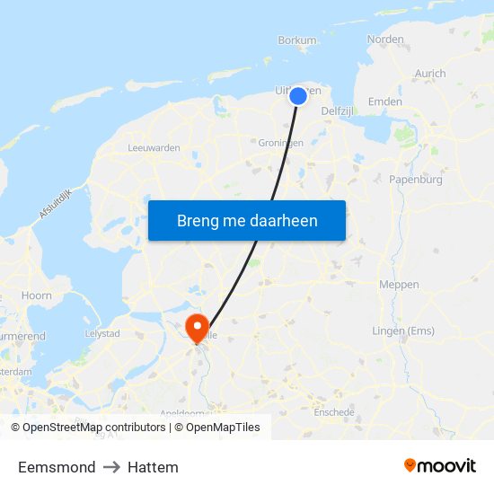 Eemsmond to Hattem map