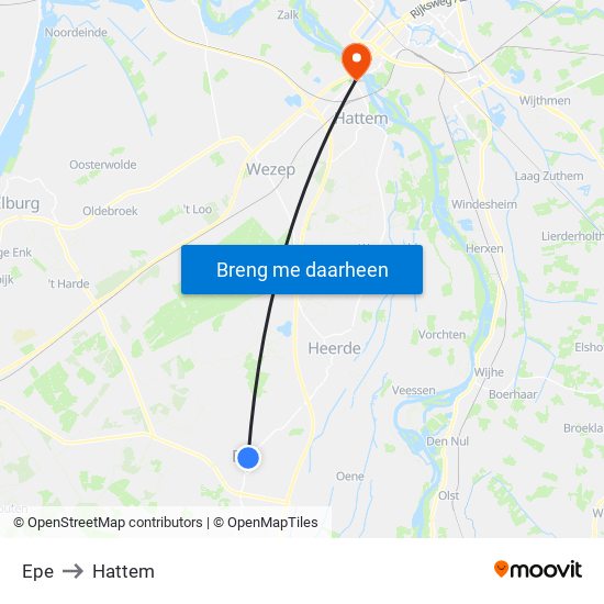 Epe to Hattem map